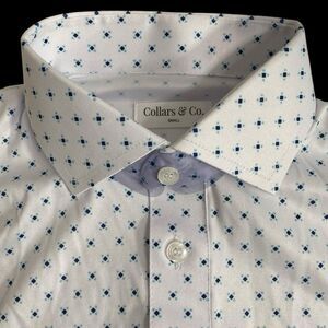 Collars & Co Polo Shirt Mens S White Pebble Beach 5 Diamond Preppy Dress Collar